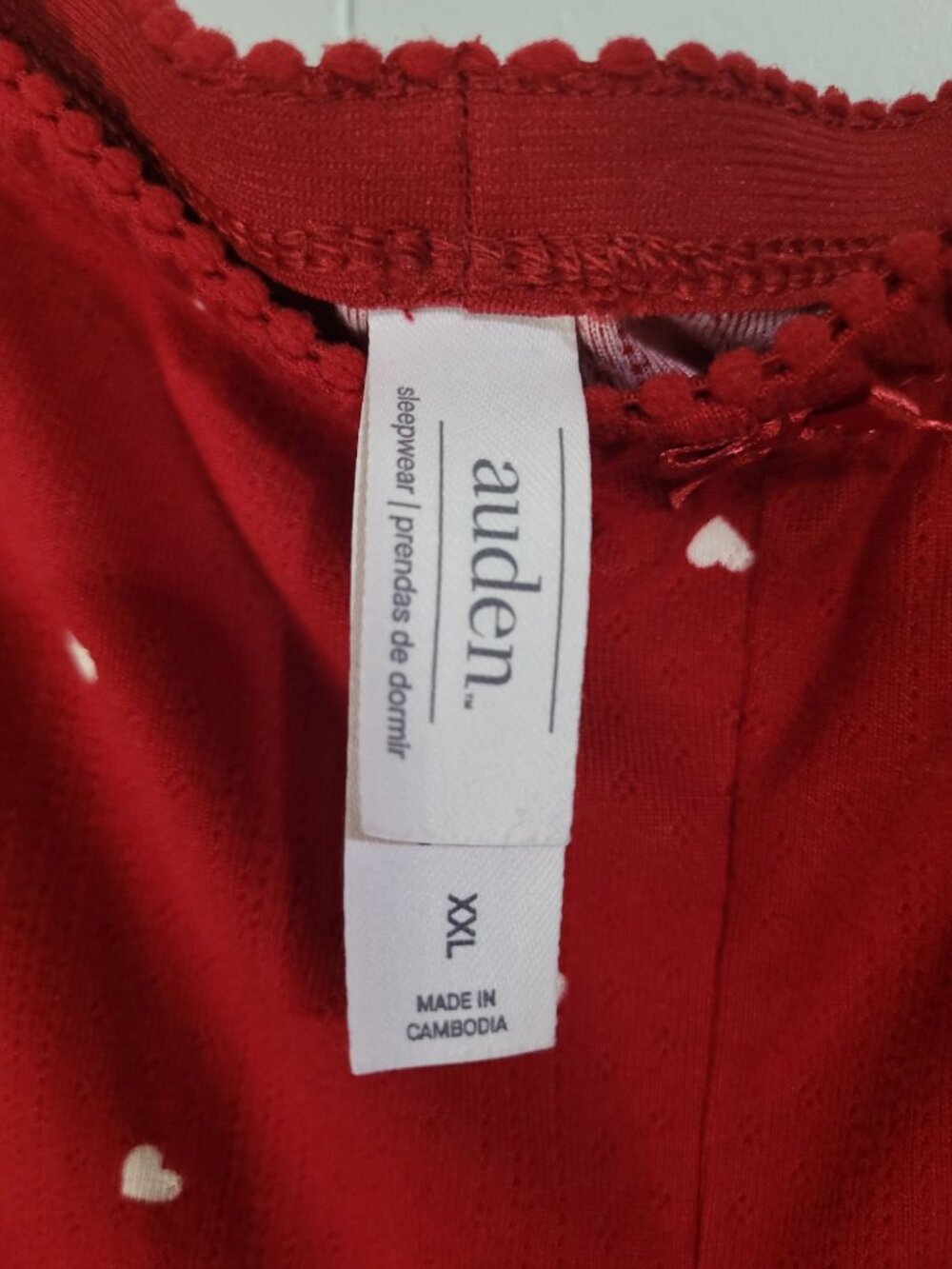 Auden Women's XXL Red with Hearts Pointelle Pajama Set Soft Loungewear Valentine - Picture 5 of 11